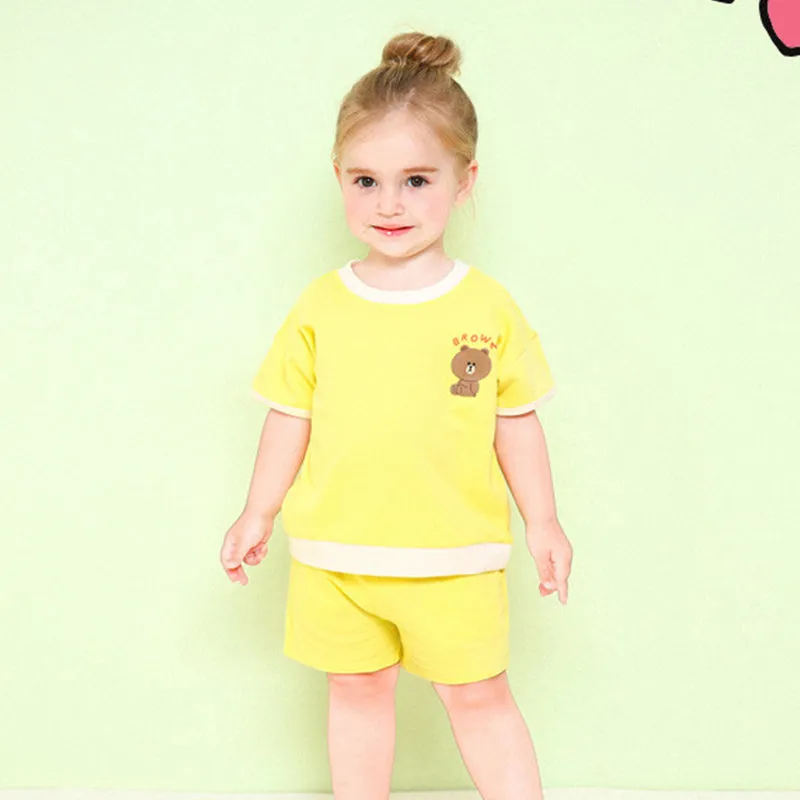 Line Friends Yellow Brown Top & Bottom Set 2306MO11