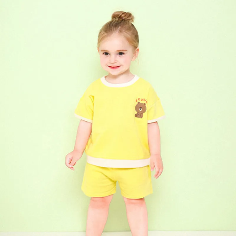 Line Friends Yellow Brown Top & Bottom Set 2306MO11