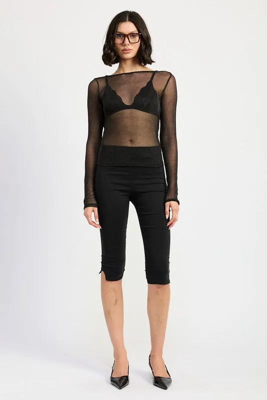 Love it to death Black METALLIC SHEER top