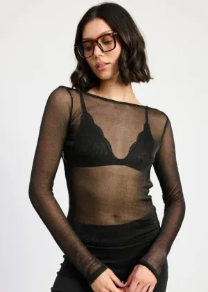 Love it to death Black METALLIC SHEER top
