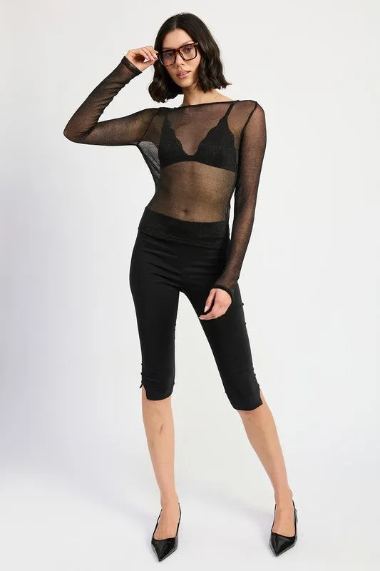 Love it to death Black METALLIC SHEER top