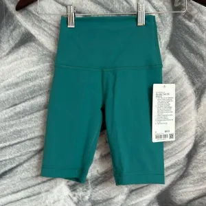 Lululemon Wunder Train High Rise Short 8&quot; Teal Lagoon size 0 Bike‎ shorts NWT