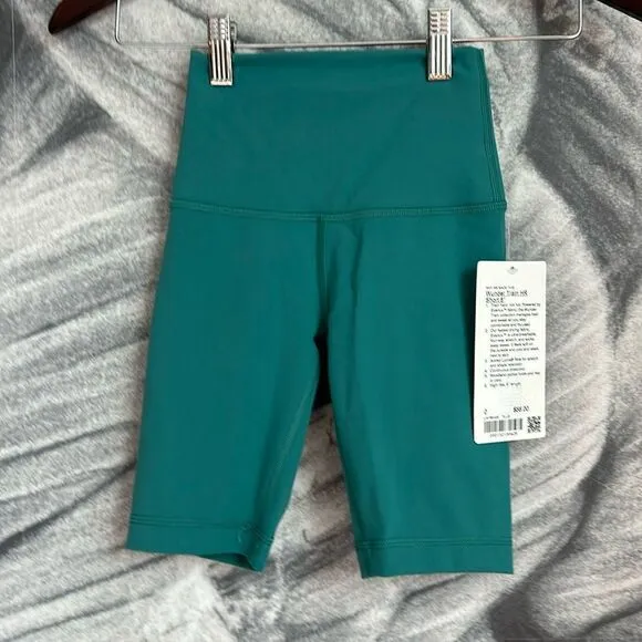 Lululemon Wunder Train High Rise Short 8&quot; Teal Lagoon size 0 Bike‎ shorts NWT