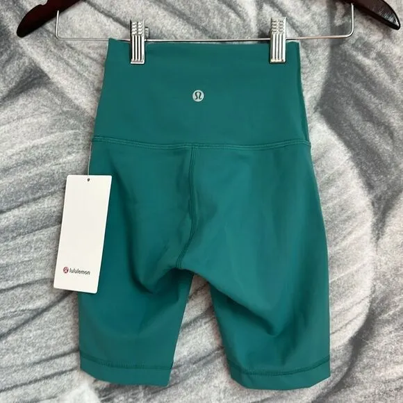 Lululemon Wunder Train High Rise Short 8&quot; Teal Lagoon size 0 Bike‎ shorts NWT