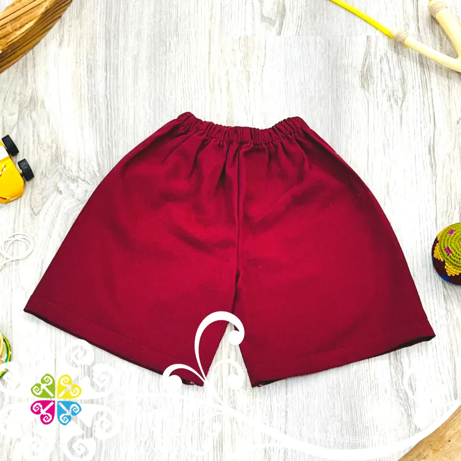 Maroon Lalito Short and Shirt Set - Mexican Boy Outfit