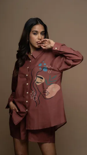 Marsala Tranquil Lady: Co-ord Shorts Set