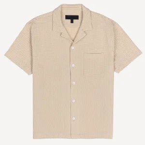 Mens Cool Knit Seersucker Camp Shirt - Pale Khaki