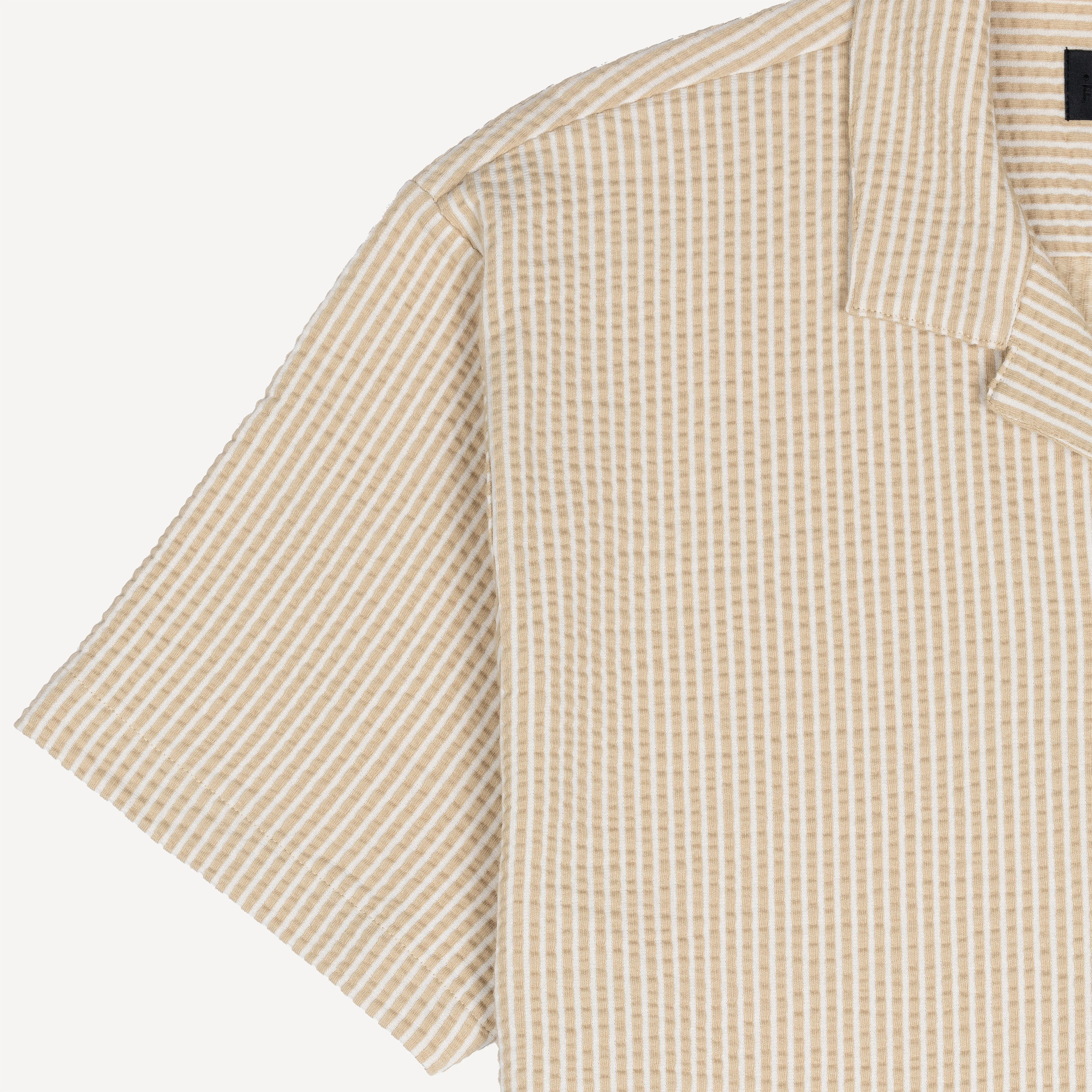 Mens Cool Knit Seersucker Camp Shirt - Pale Khaki