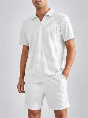 Men's Lazy Daily Home Pullover Shirt   Shorts Sets