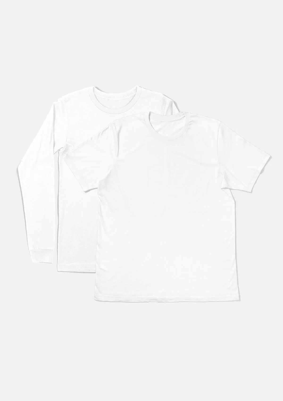 Mens T-Shirts Long & Short Sleeve 2 Pack Bundle White