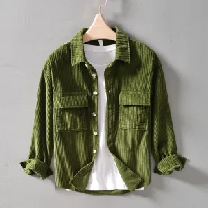 Men’s Vintage Corduroy Shirt with Buttons and Pockets