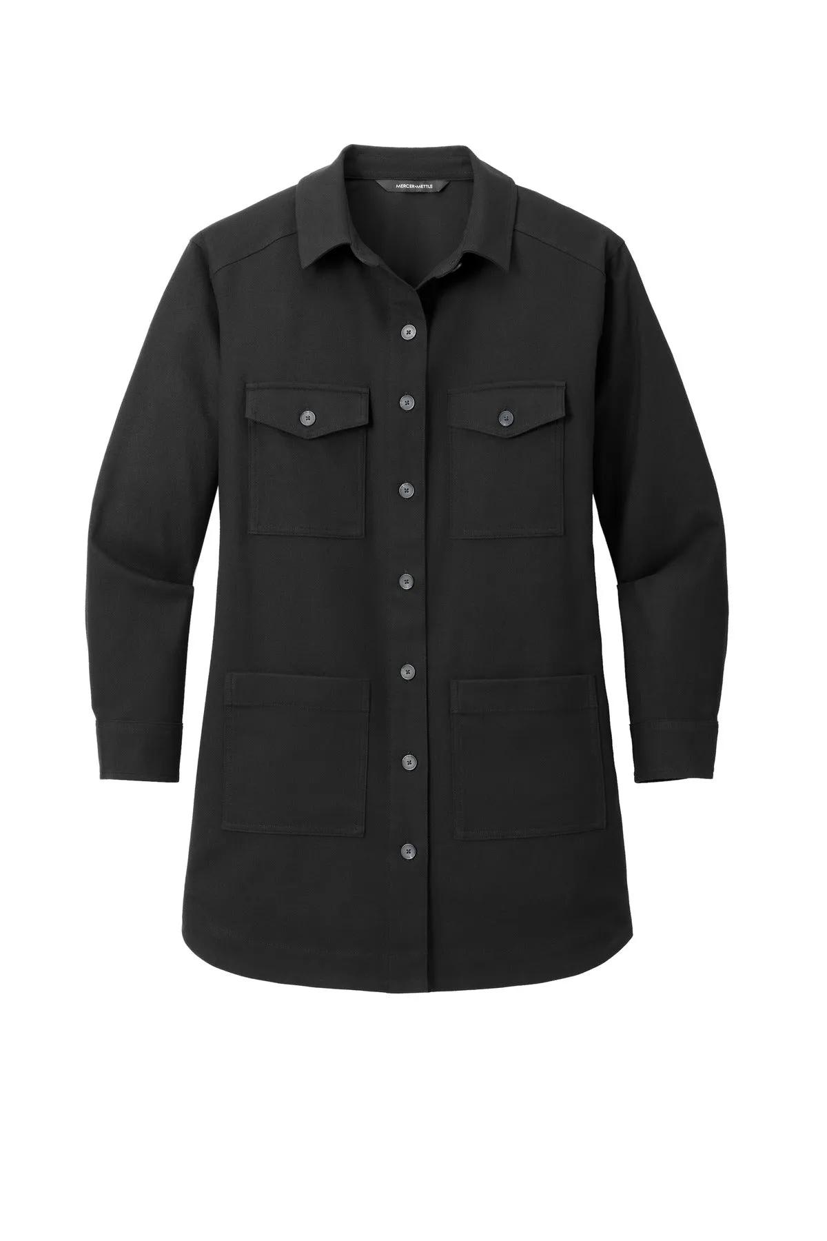 Mercer Mettle Women's Long Sleeve Twill Overshirt MM2021 Deep Black