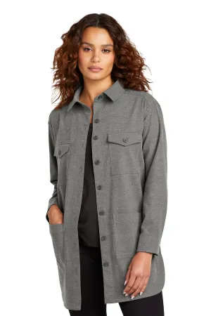 Mercer Mettle Women's Long Sleeve Twill Overshirt MM2021 Light Anchor Grey Heather