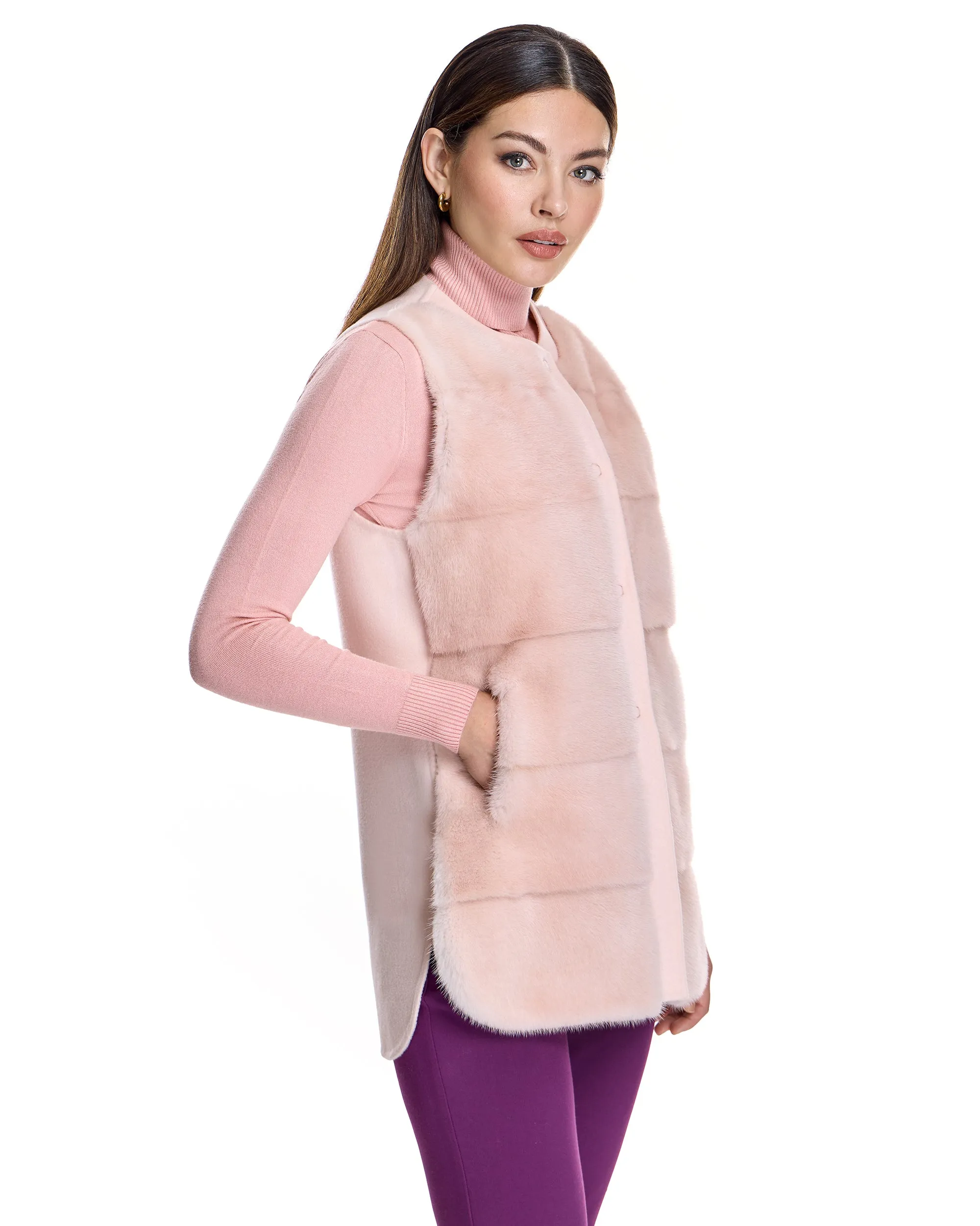 Mink Vest with Cashmere Back