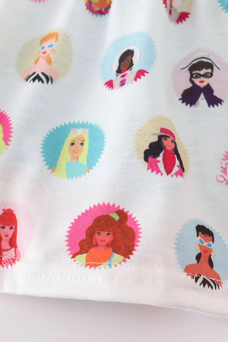 Mint Barbie Print Girl Skorts Set