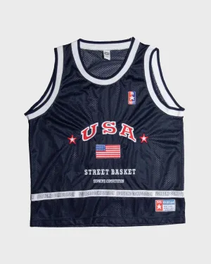 NBA navy blue oversized fit basketball jersey vest