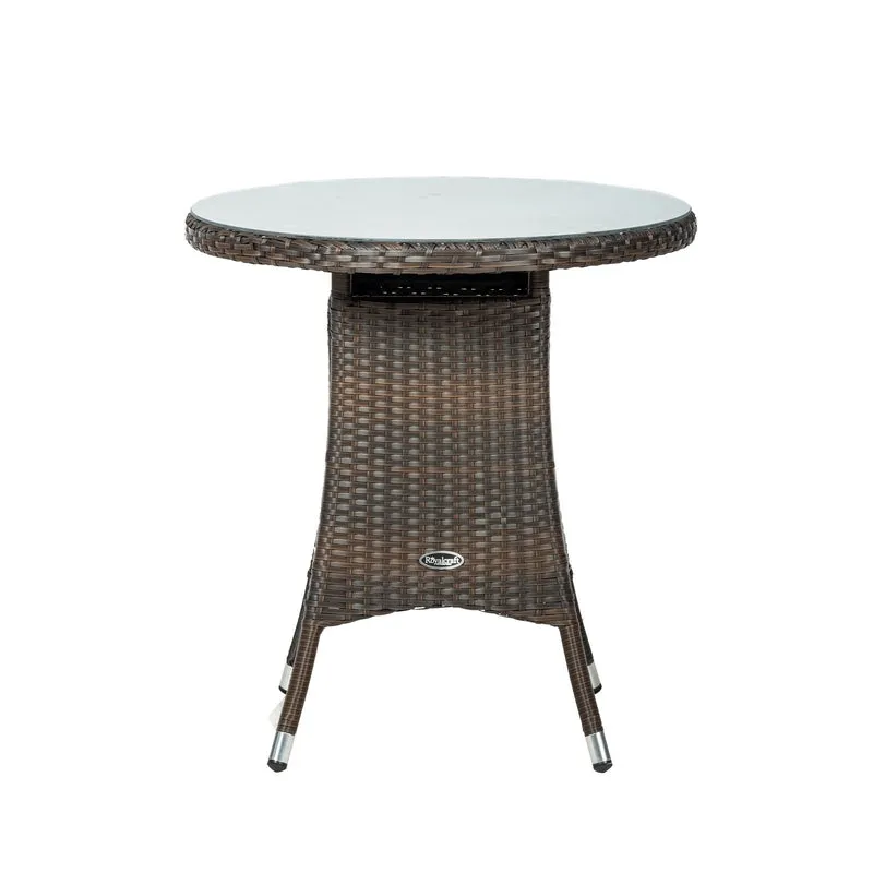 Nevada Rattan Garden Bistro Set by Royalcraft - 2 Seats Ivory Cushions