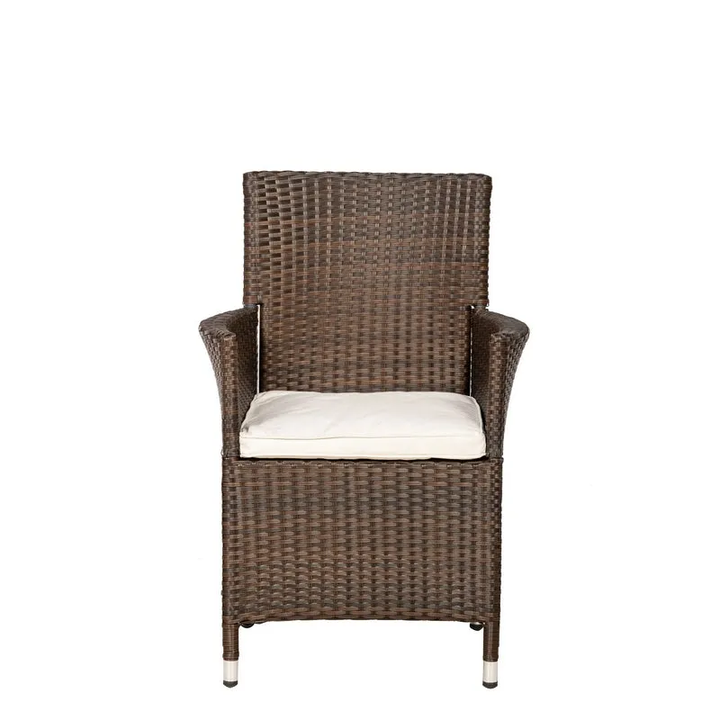 Nevada Rattan Garden Bistro Set by Royalcraft - 2 Seats Ivory Cushions