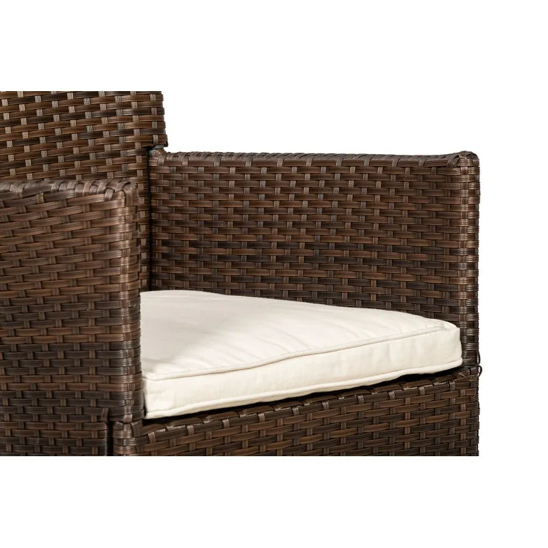 Nevada Rattan Garden Bistro Set by Royalcraft - 2 Seats Ivory Cushions