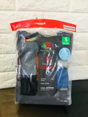 New in package! Fruit of the Loom Mens 5 Pack Tag Free Crew T-shirts, dual defense wicking & odour, stay true colours! Sz S!