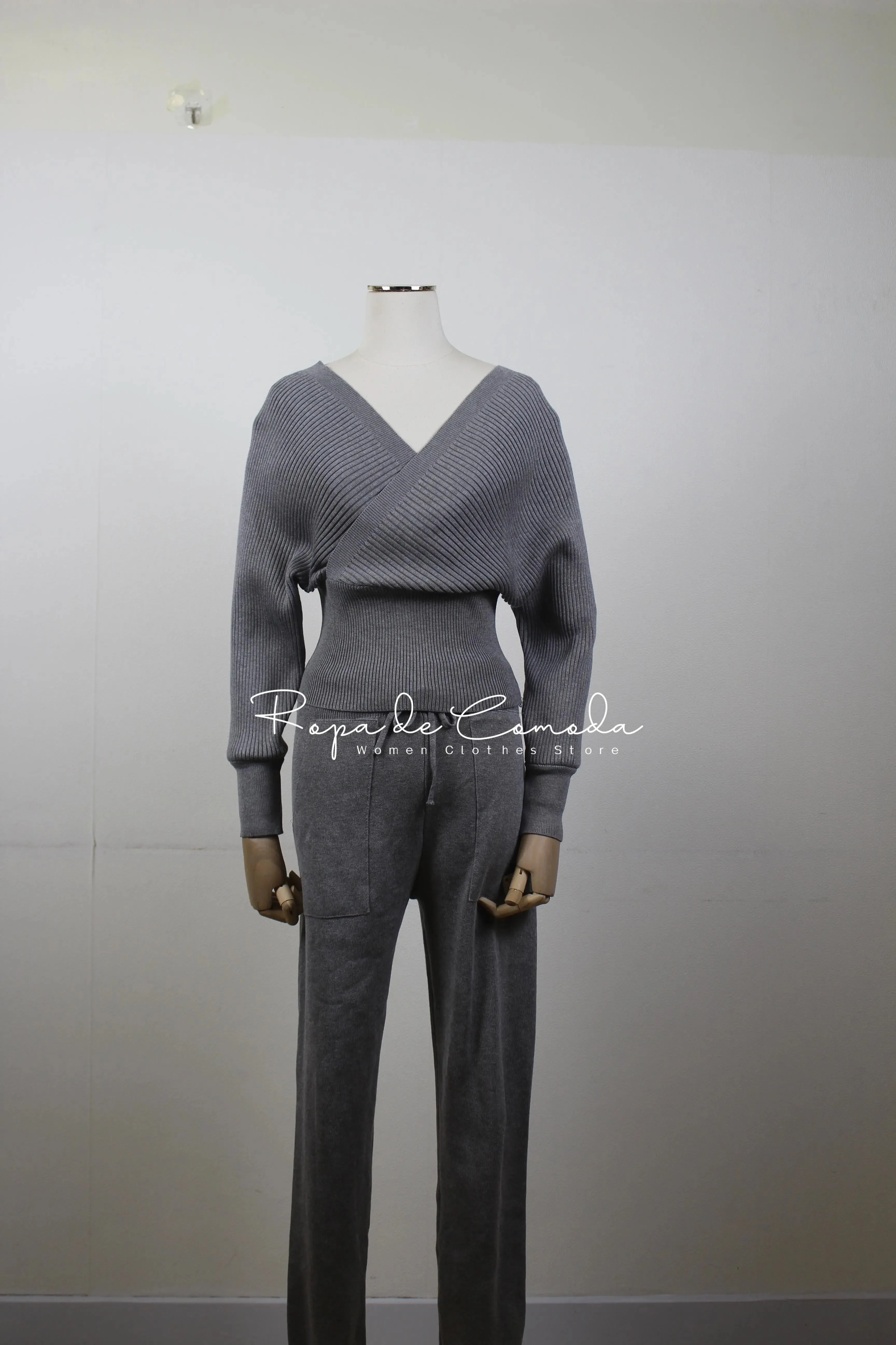 Off Shoulder Knitted Two Piece Set women