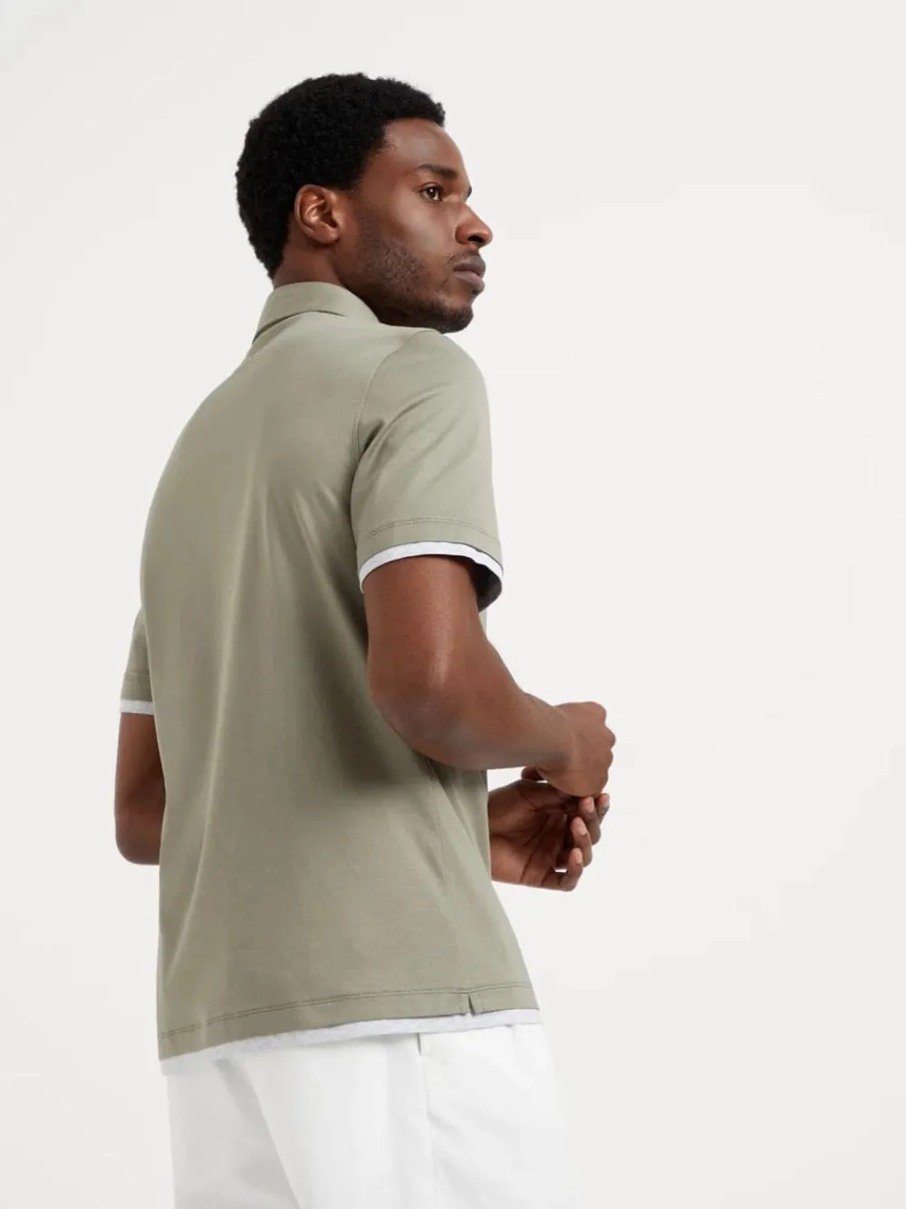 Olive Green Faux-Layer Polo