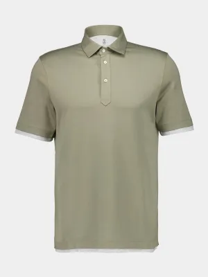 Olive Green Faux-Layer Polo