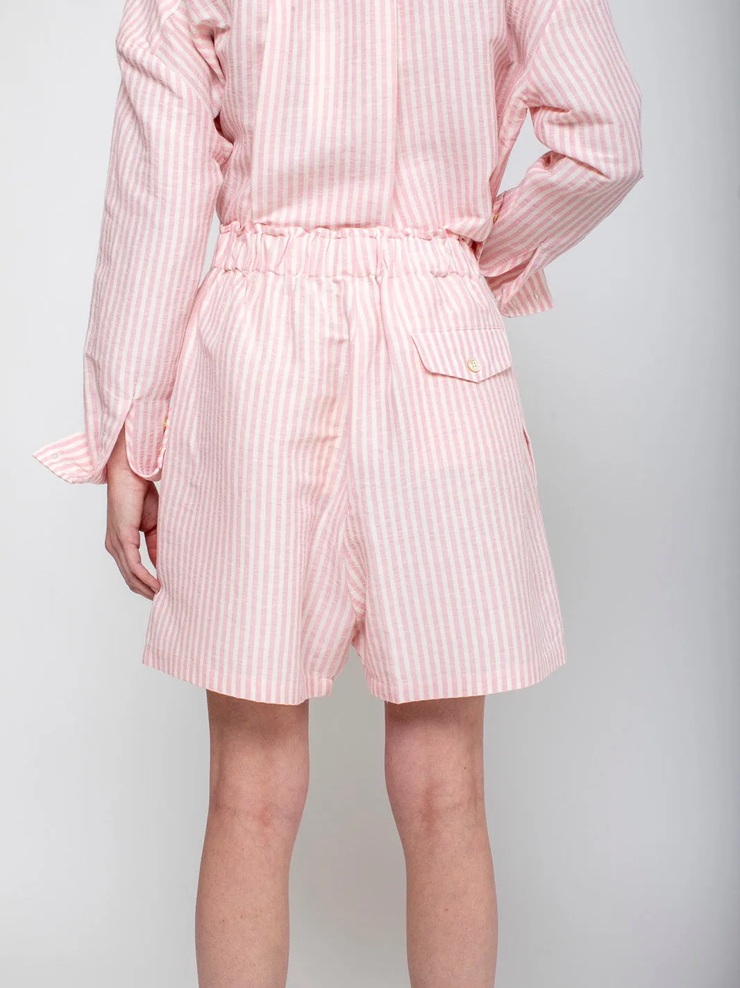 Olivia Shorts - Pink Linen Stripe