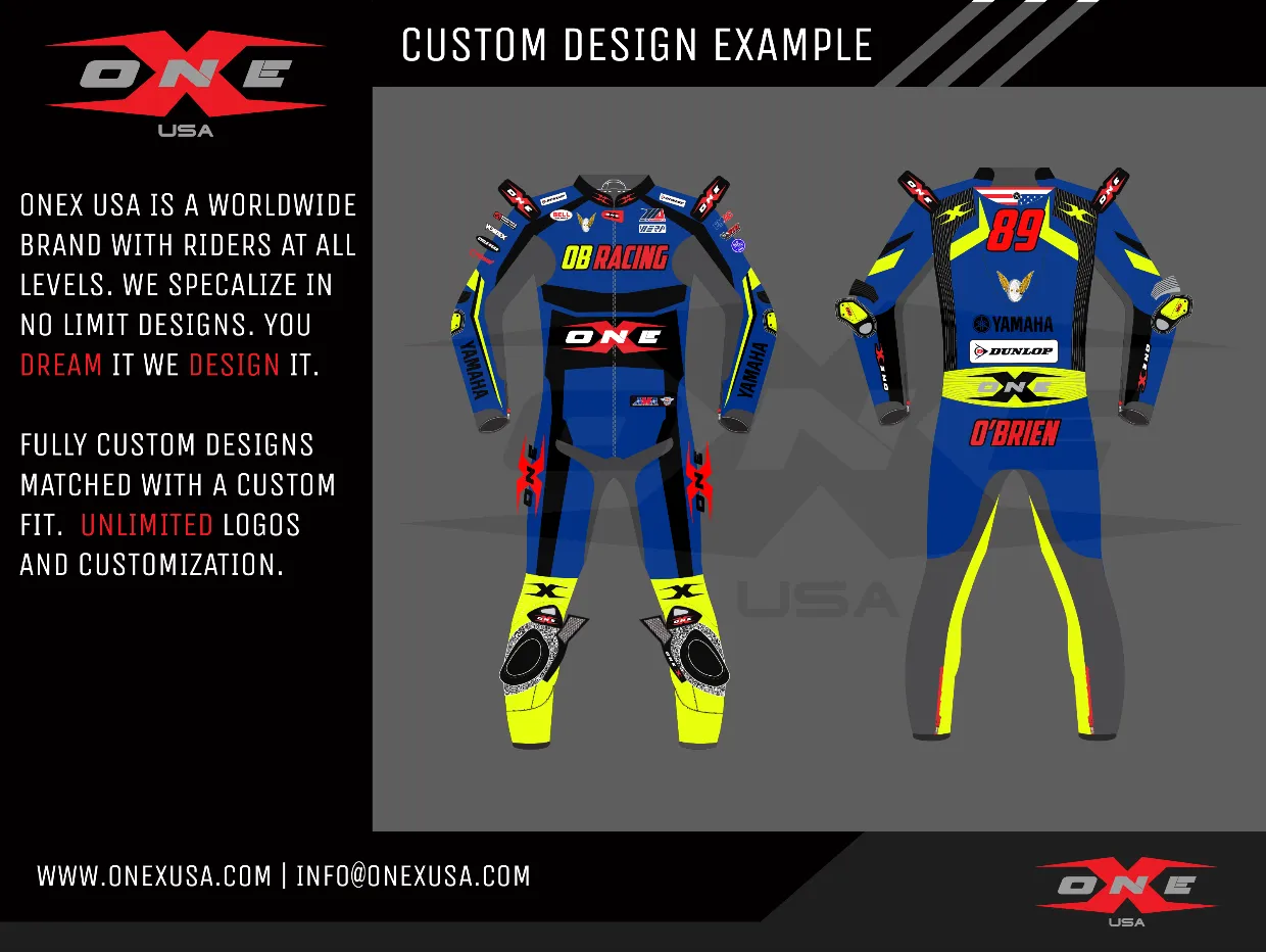 OneX USA Pro Race Custom One-Piece Leather Suit & Custom Gloves