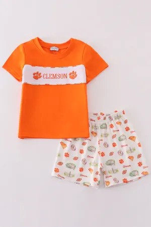Orange Clemson Embroidery Boy Set