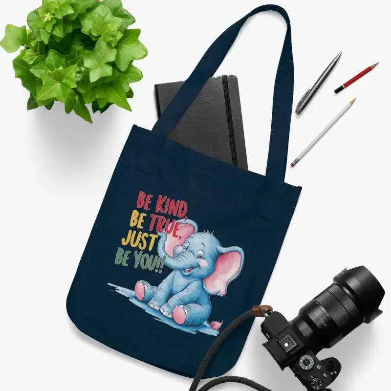 Organic Elephant Canvas Tote with Motivational Message