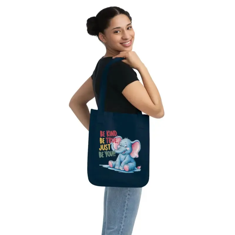 Organic Elephant Canvas Tote with Motivational Message