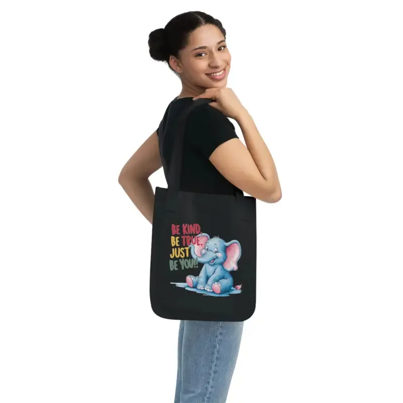 Organic Elephant Canvas Tote with Motivational Message
