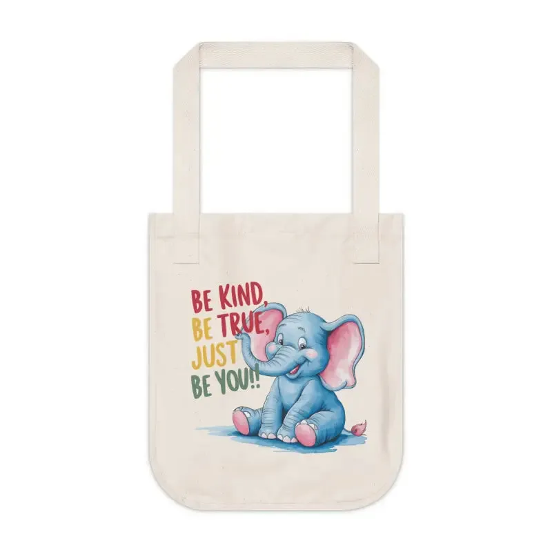 Organic Elephant Canvas Tote with Motivational Message