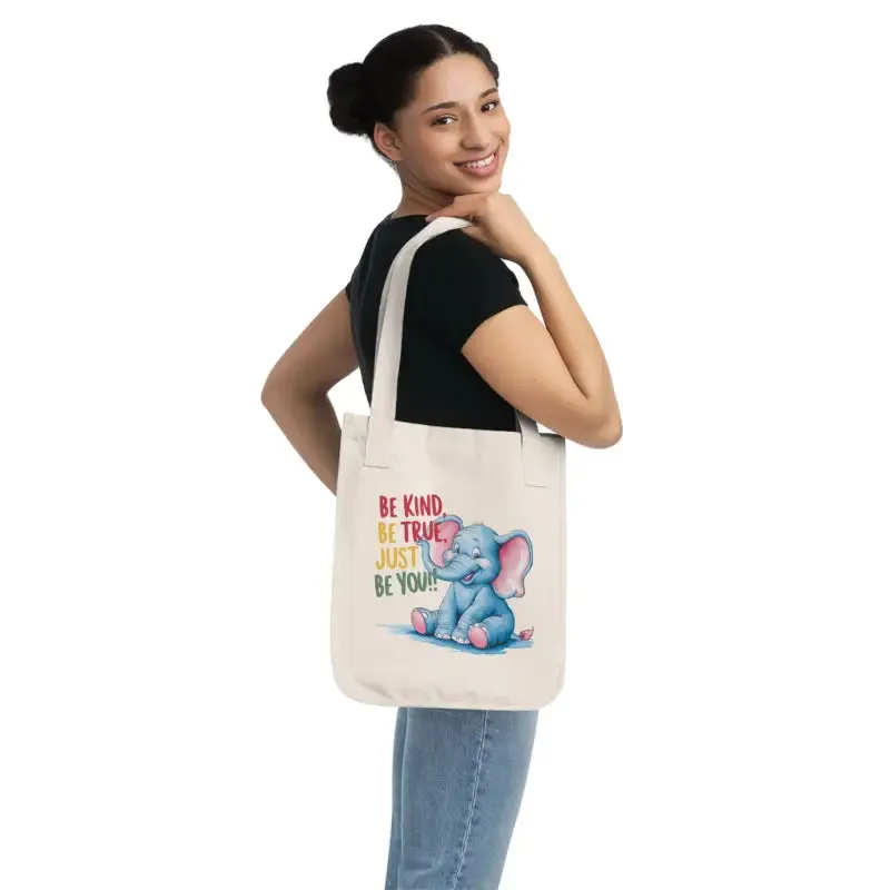 Organic Elephant Canvas Tote with Motivational Message