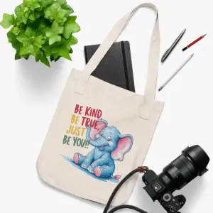 Organic Elephant Canvas Tote with Motivational Message