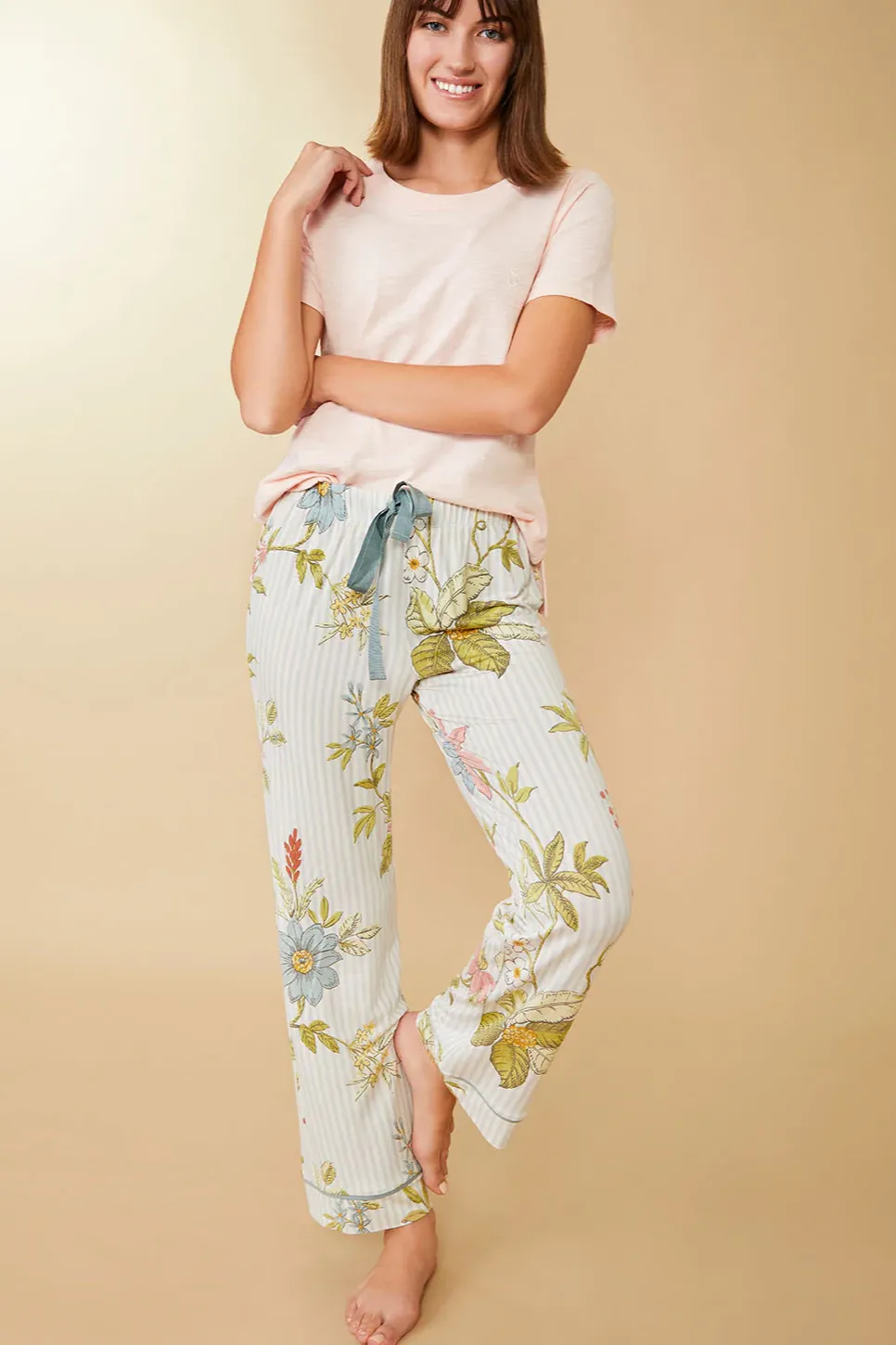 Pajama Pant - Floral Vine Stripe