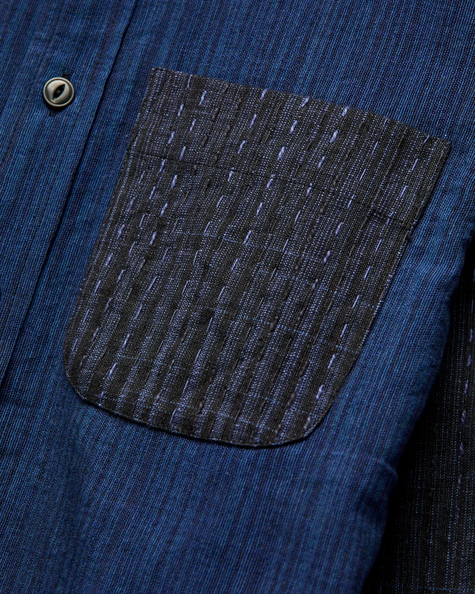 Patchwork Matty Overshirt in Iron Indigo Spacedye