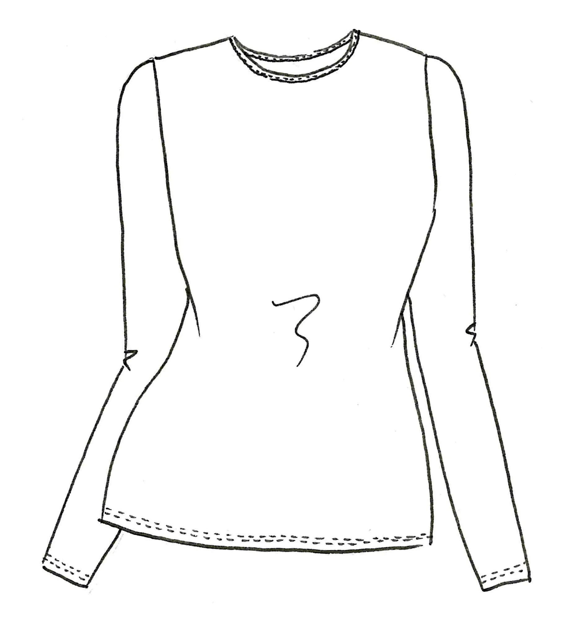 PAULA RYAN Superfine Layering Crew Neck Long Sleeve Body Tee - White