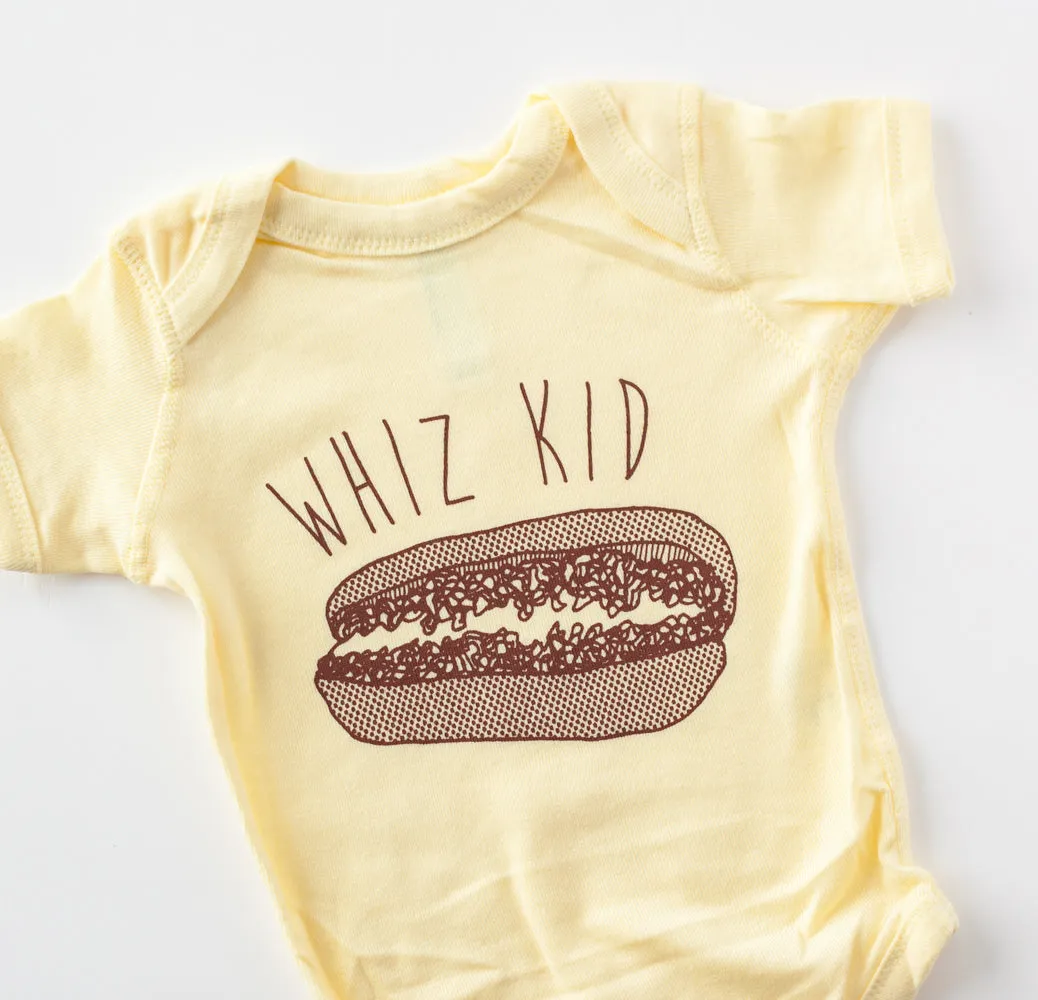 Philadelphia baby, Philly cheesesteak baby onesie, Whiz Kid baby bodysuit