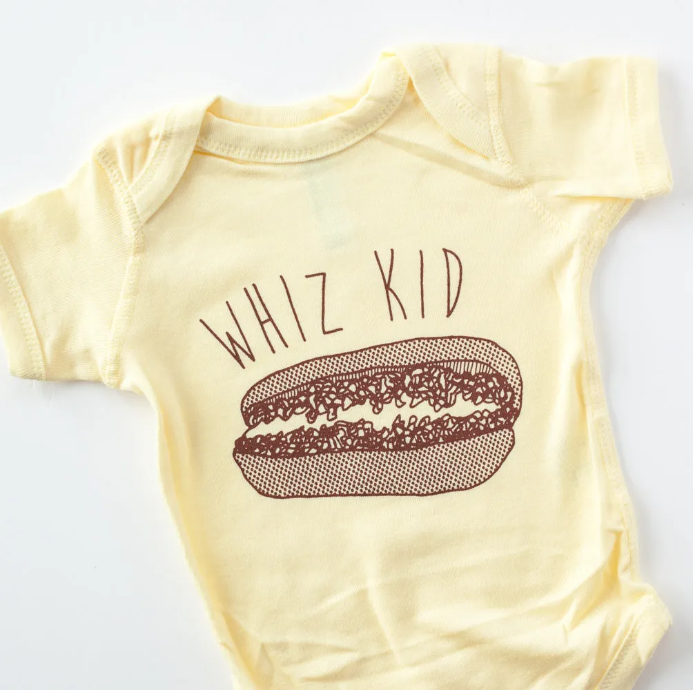 Philadelphia baby, Philly cheesesteak baby onesie, Whiz Kid baby bodysuit