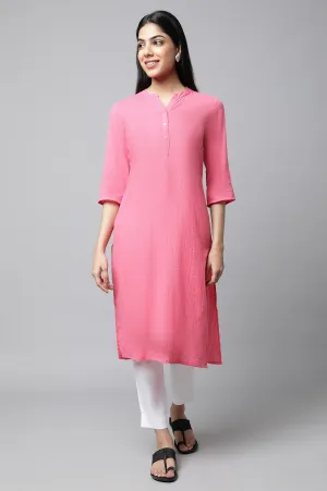 Pink Seer Sucker kurta & Trouser Set