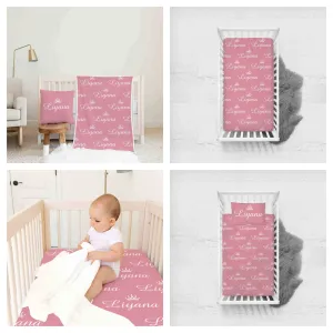Pink Themed Personalised Cot Set