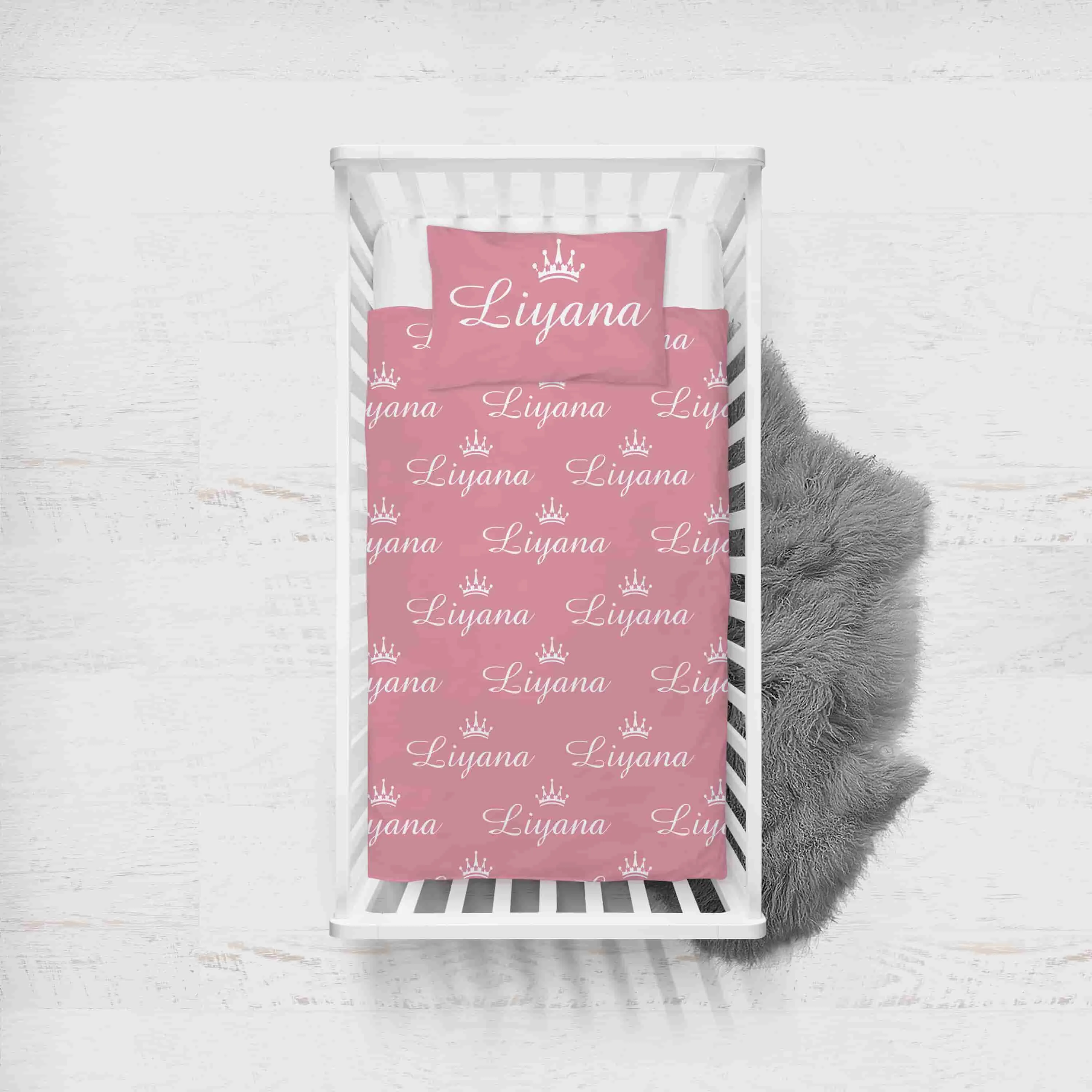 Pink Themed Personalised Cot Set