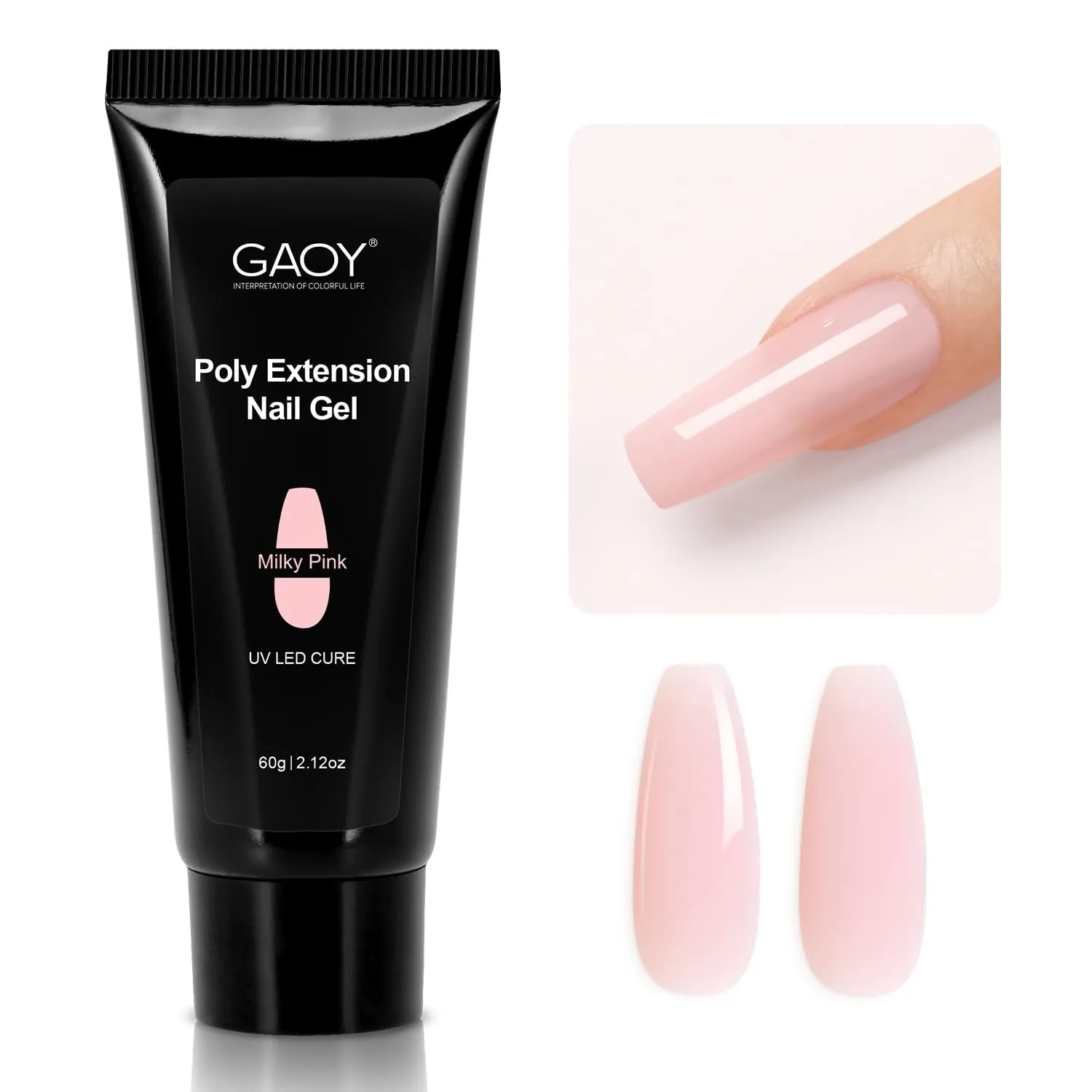 Poly Gel, 60G Nail Extension Gel, Pink Nude Builder Gel Nail Enhancement Gel for Beginner & Professional Nail Art Salon DIY at Home