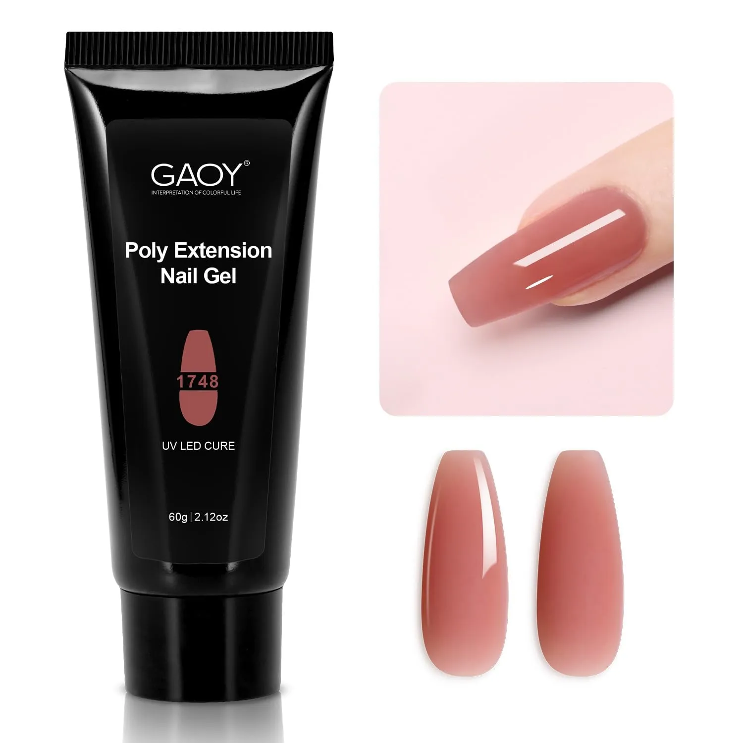 Poly Gel, 60G Nail Extension Gel, Pink Nude Builder Gel Nail Enhancement Gel for Beginner & Professional Nail Art Salon DIY at Home