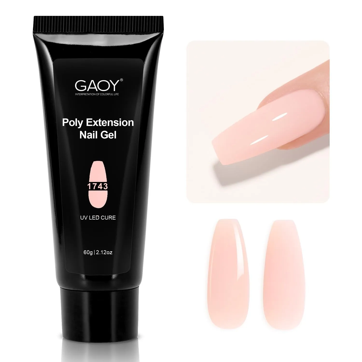 Poly Gel, 60G Nail Extension Gel, Pink Nude Builder Gel Nail Enhancement Gel for Beginner & Professional Nail Art Salon DIY at Home