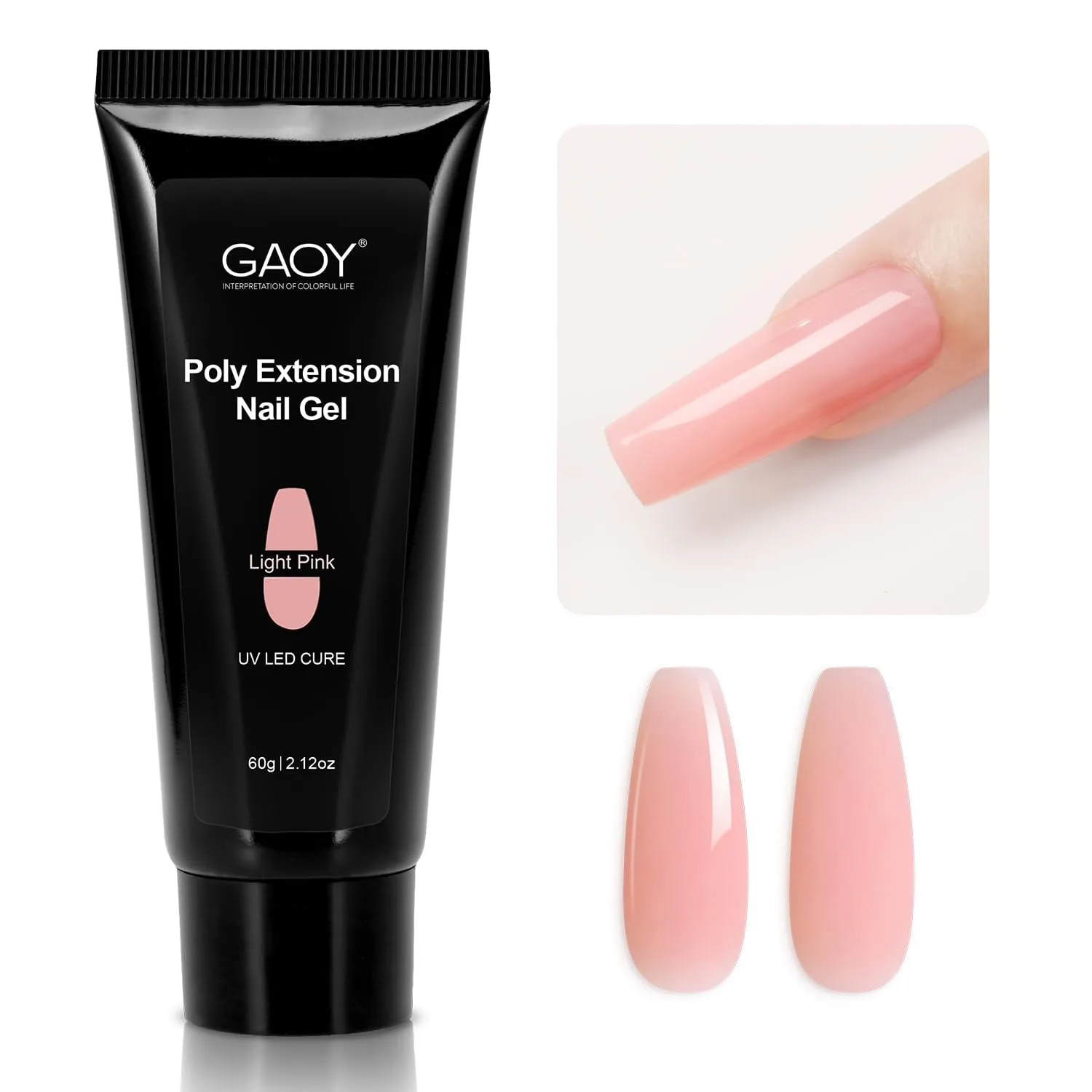 Poly Gel, 60G Nail Extension Gel, Pink Nude Builder Gel Nail Enhancement Gel for Beginner & Professional Nail Art Salon DIY at Home