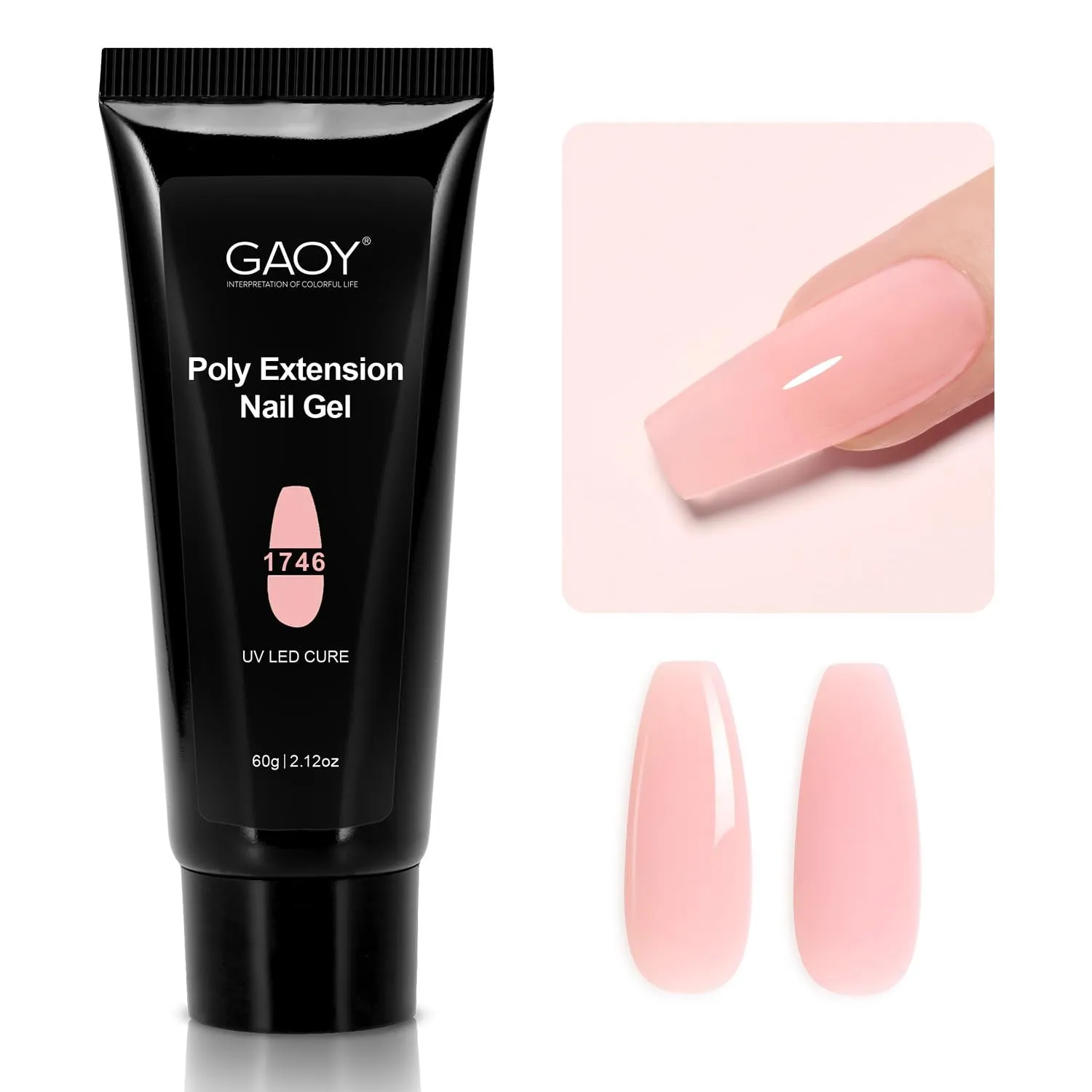 Poly Gel, 60G Nail Extension Gel, Pink Nude Builder Gel Nail Enhancement Gel for Beginner & Professional Nail Art Salon DIY at Home