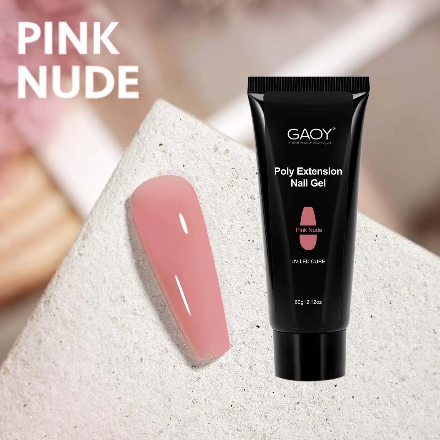 Poly Gel, 60G Nail Extension Gel, Pink Nude Builder Gel Nail Enhancement Gel for Beginner & Professional Nail Art Salon DIY at Home